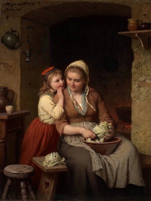 The Secret by Johann Georg Meyer Von Bremen Oil Painting