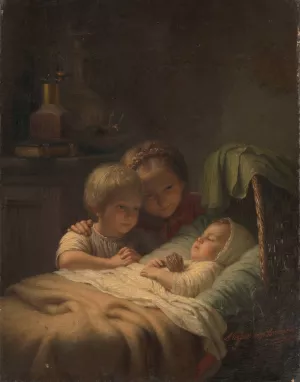 The youngest brother by Johann Georg Meyer Von Bremen Oil Painting