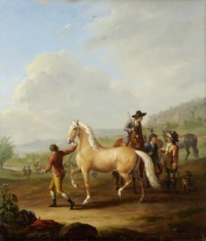 Horse Market by Johann Georg Pforr Oil Painting