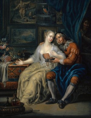 Couple with Matchmaker Oil painting by Johann Georg Platzer