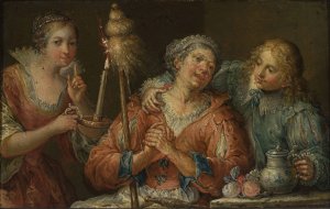Courtship by Johann Georg Platzer Oil Painting