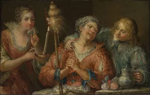 Courtship by Johann Georg Platzer Oil Painting