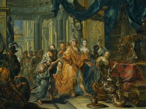 Croesus And Solon by Johann Georg Platzer Oil Painting
