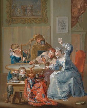 Das Kartenspiel by Johann Georg Platzer Oil Painting