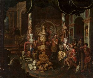 In the painter's studio by Johann Georg Platzer Oil Painting