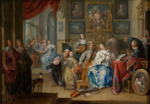 Interior with a concert and card players by Johann Georg Platzer Oil Painting