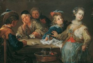 Kartenspieler by Johann Georg Platzer Oil Painting