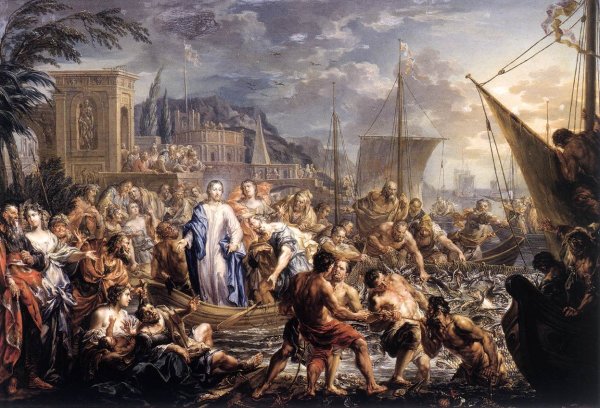 Main Product Photo of Miraculous Catch of Fish Painting by Johann Georg Platzer