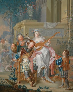 Musikgesellschaft im Freien by Johann Georg Platzer Oil Painting