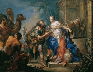 Rebekka am Brunnen by Johann Georg Platzer Oil Painting