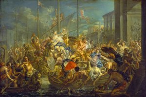 The Abduction of Helen by Johann Georg Platzer Oil Painting