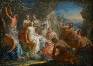 The Bath of Diana by Johann Georg Platzer Oil Painting