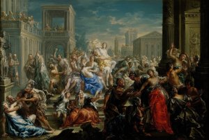 The Rape of the Sabine women by Johann Georg Platzer Oil Painting