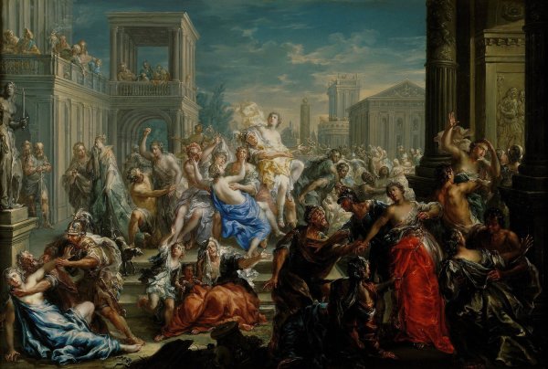 The Rape of the Sabine women  by Johann Georg Platzer - Hand-Painted Oil Painting Reproduction