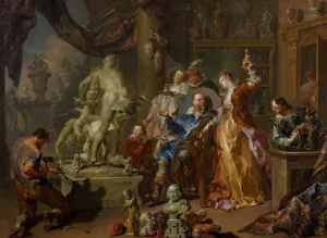 The sculptor's studio by Johann Georg Platzer Oil Painting