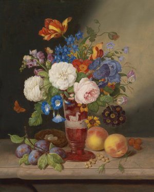 Blumenstraus in einer Vase by Johann Georg Seitz Oil Painting