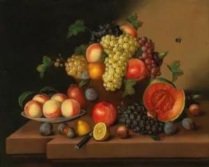 Grosses dekoratives Fruchtestillleben Oil painting by Johann Georg Seitz