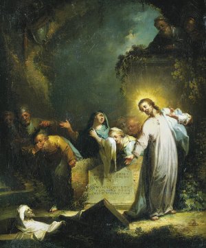 The Raising of Lazarus by Johann Georg Trautmann Oil Painting
