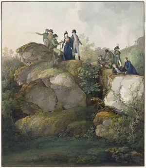 A Royal Party Admiring the Sunset atop the Hesselberg Mountain by Johann Georg Von Dillis Oil Painting