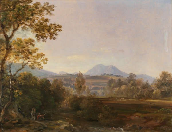 Suddeutsche Landschaft mit Wanderern  by Johann Georg Von Dillis - Hand-Painted Oil Painting Reproduction