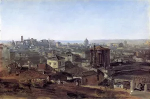 Three Views of Rome from the Villa Malta: View toward the Capitoline Hill by Johann Georg Von Dillis - Oil Painting Reproduction