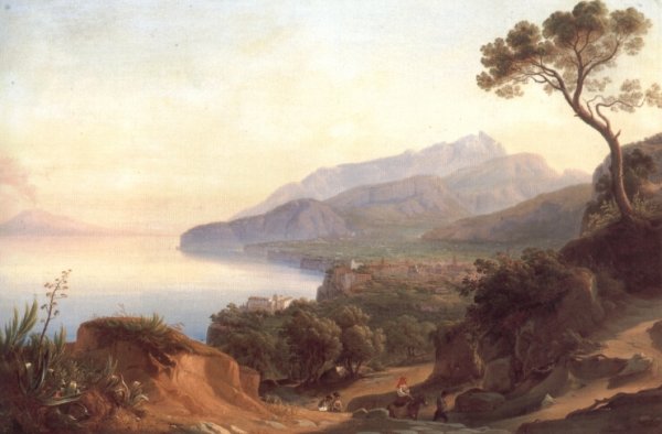 Blick auf Amalfi im Golf von Sorrent by Johann George Gmelin - Hand-Painted Oil Painting Reproduction