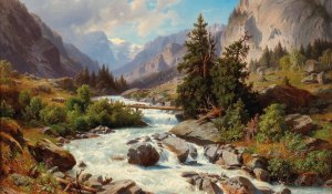 A view of the Ankogel near Bad Gastein by Johann (Giovanni) Varrone Oil Painting