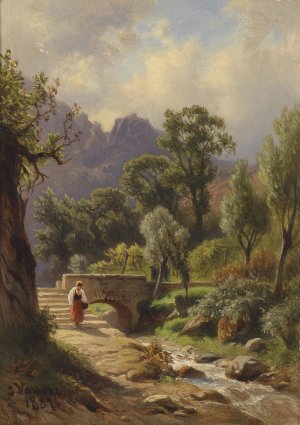 Am Heimweg by Johann (Giovanni) Varrone Oil Painting