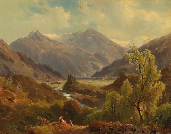 Main Product Photo of The BOcksteiner Valley with the Rathausberg, Wildbad Gastein, Upper Austria Painting by Johann (Giovanni) Varrone