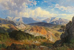 View of the Rax and Schneeberg mountains by Johann (Giovanni) Varrone Oil Painting