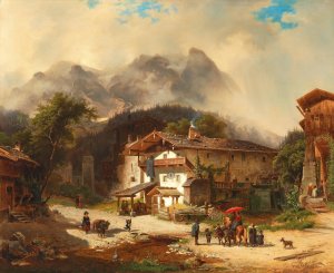 Visit to the Country by Johann Gottfried Pulian Oil Painting