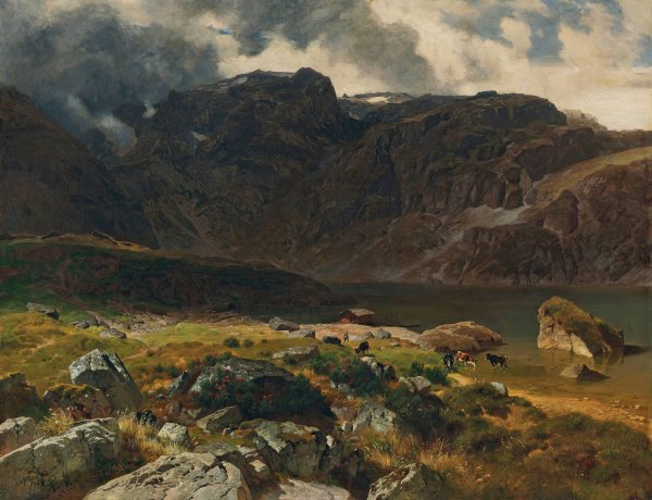 Der Hintere Murgsee  by Johann Gottfried Steffan - Hand-Painted Oil Painting Reproduction