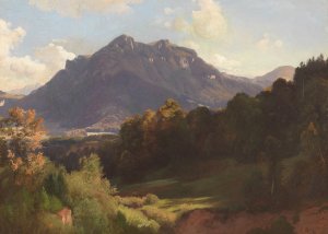 Heuberg im Inntal im herbstlichen Sonnenlicht by Johann Gottfried Steffan Oil Painting
