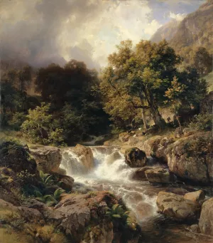 Landscape with Motifs from the Murgtal by the Walensee by Johann Gottfried Steffan Oil Painting