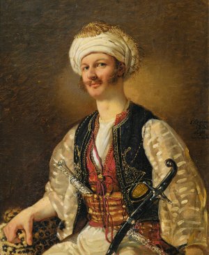 Portrait of a man as an oriental by Johann Grund Oil Painting