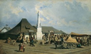 Marktplatz in Szolnok by Johann Gualbert Raffalt Oil Painting