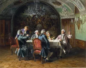 A Good Dinner by Johann Hamza Oil Painting