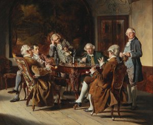 A group of gentlemen by Johann Hamza Oil Painting