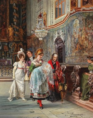 After The Baptism by Johann Hamza Oil Painting