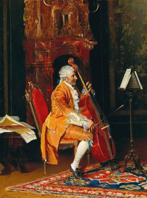 Cellist by Johann Hamza Oil Painting