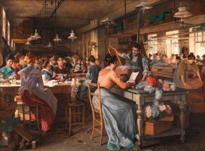 Federnschmuckfabrik by Johann Hamza Oil Painting