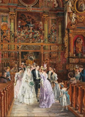 Gluckwunsche nach der Hochzeit by Johann Hamza Oil Painting