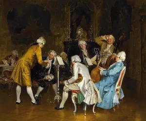 Musical Interlude by Johann Hamza - Oil Painting Reproduction