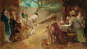 On the Bowling Lane Oil painting by Johann Hamza