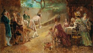 On the Bowling Lane by Johann Hamza Oil Painting