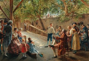 The Bowling Alley by Johann Hamza Oil Painting