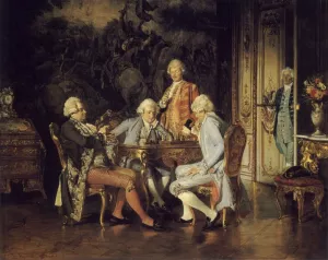 The Chess Players by Johann Hamza Oil Painting