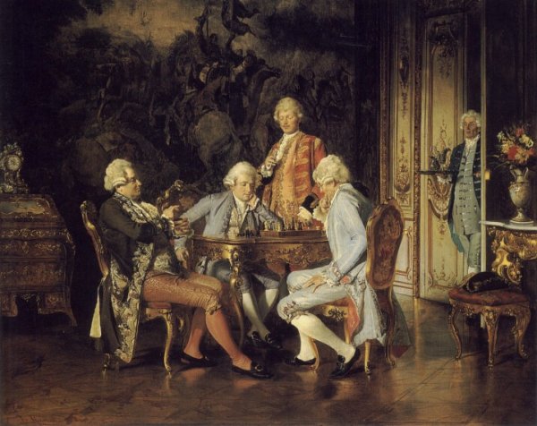 Main Product Photo of The Chess Players Painting by Johann Hamza