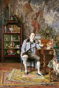 The Connoisseur by Johann Hamza - Oil Painting Reproduction