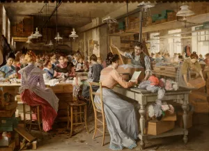 The Feather Makers by Johann Hamza - Oil Painting Reproduction